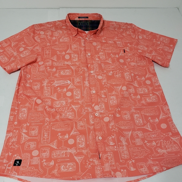 William Murray Golf Other - William Murray Golf Tito's Vodka Cocktail Button Up Shirt Men's xl Salmon Orange